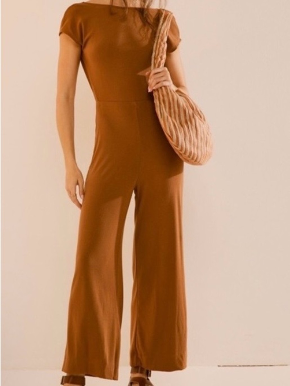 Free People Beach Brown Wide Leg Jumpsuit Size XS NWT